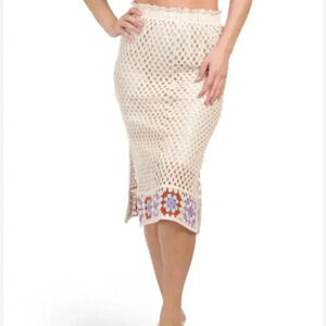 Adiva Size Medium Crochet Midi Skirt Boho Cottagecore
